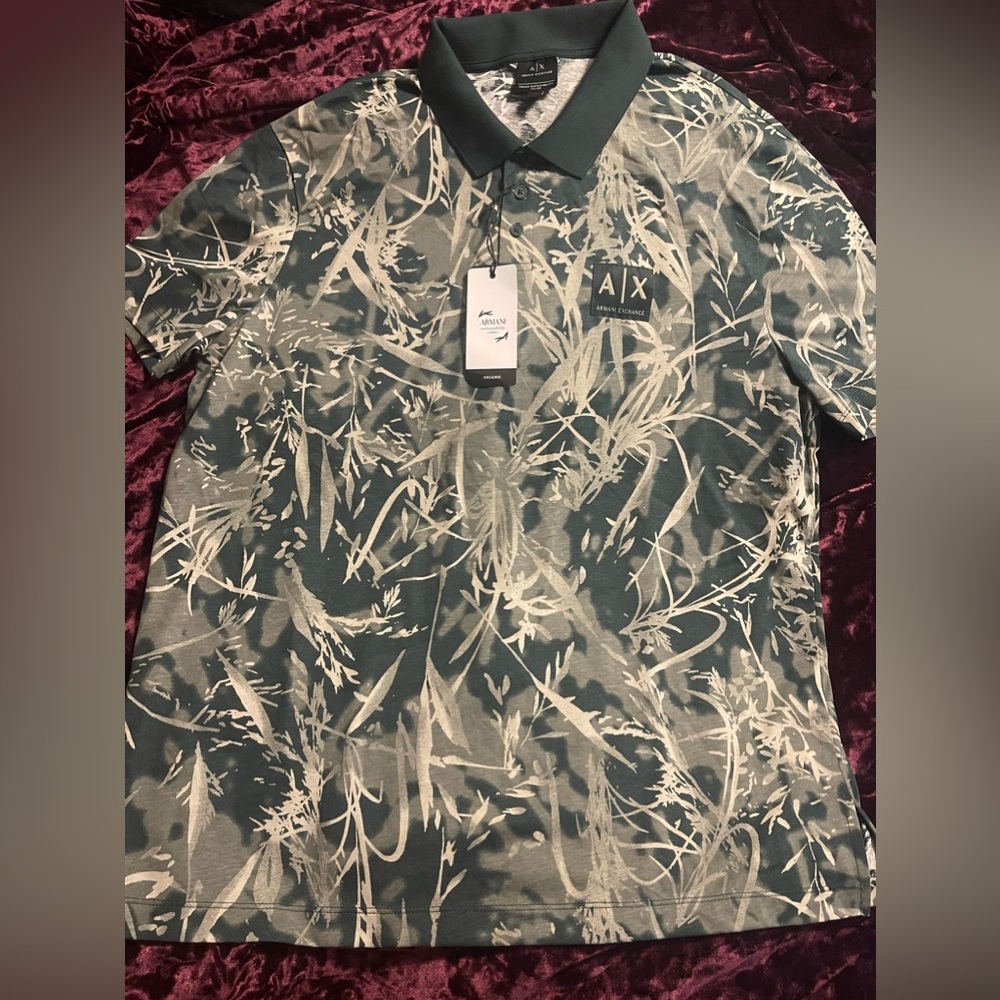 ARMANI EXCHANGE PRINTED POLO SHIRT GREEN